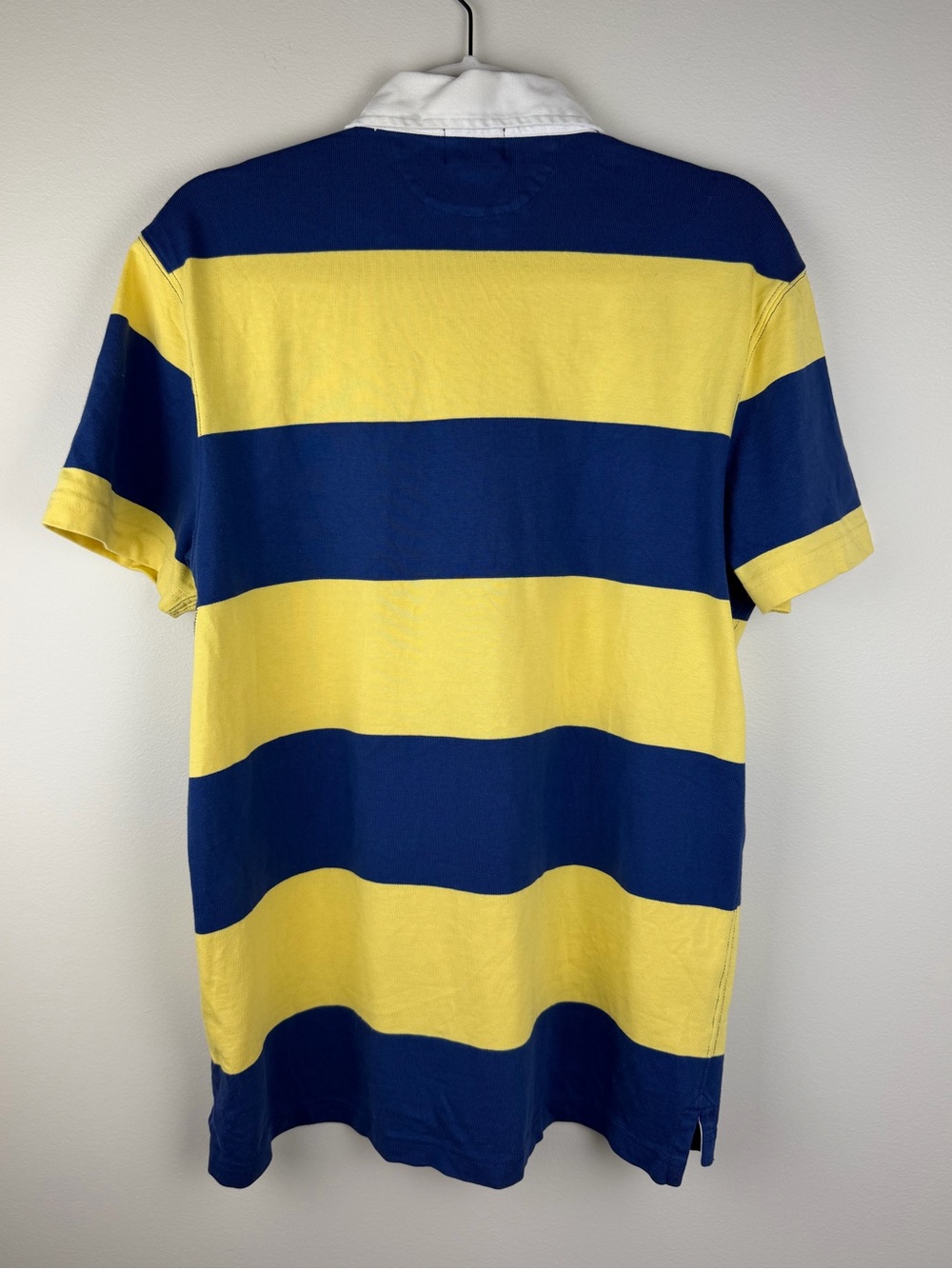 J. Crew | Preppy Short Sleeve Wide-Stripe Rugby Polo Yellow & Blue | M - Picture 5 of 8